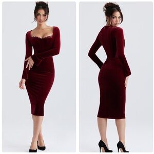 House of CB Burgundy Midi Dress